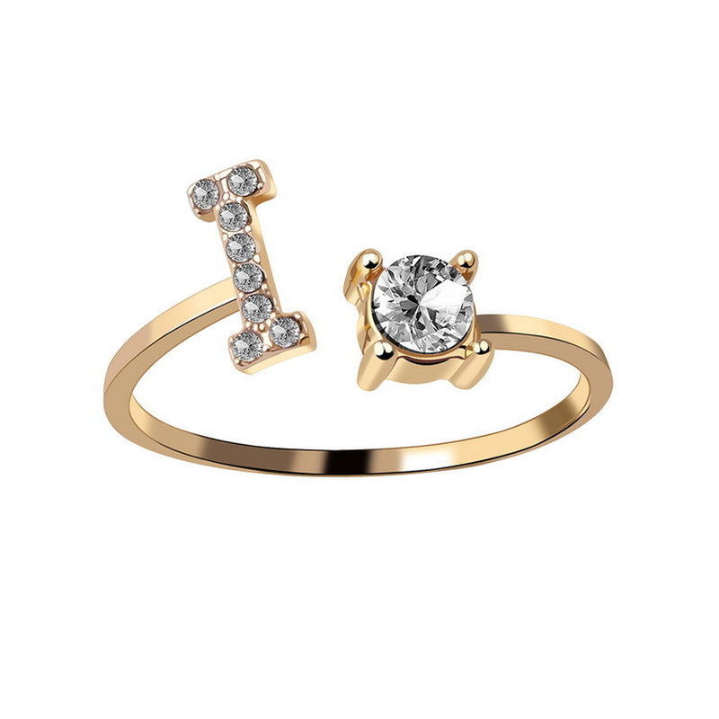 New Design Adjustable 26 Initial Letter Ring Fashion Jewelry for Women Simple Elegant Jewelry