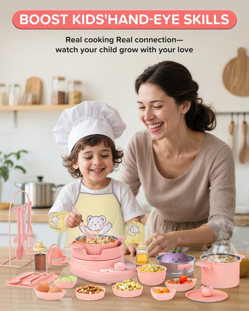 Children'S Cooking Set - a Truly Safe Mini Kitchen Set with a Children'S Set for Making Real Food, Montessori Kitchen Toys for Toddlers, Kitchen Toy Gifts Suitable for Girls and Boys