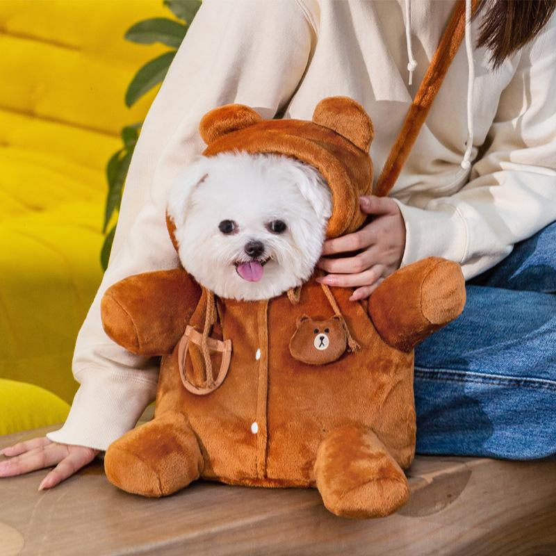 Dog Bag Autumn and Winter Portable Outing Bag Warm Windproof Bear Cute Cute Shoulder Bag Cat Bag Pet Crossbody Bag Dog Backpack